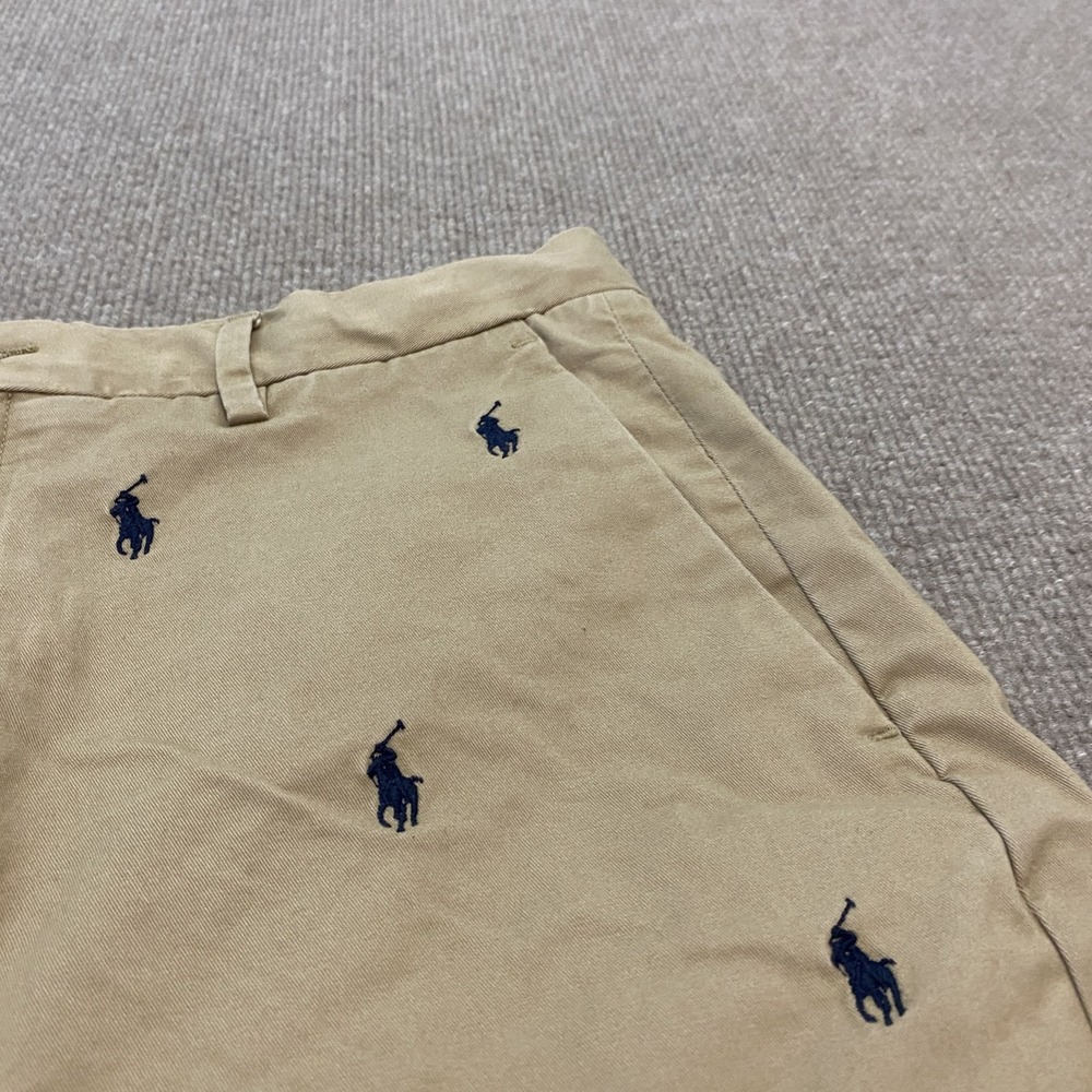 Polo Ralph Lauren Shorts Mens 32 Beige Embroidered Logo Stretch Chino 9" Inseam - Picture 3 of 9